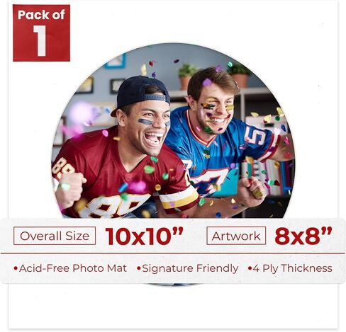 White Mat Board for 18x18 Frames - Circle Opening for 16x16 Photos - 1 Mat in Kuwait