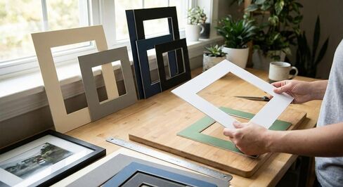 White Mat Board for 18x18 Frames - Circle Opening for 16x16 Photos - 1 Mat in Kuwait
