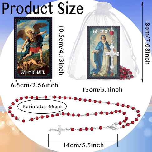Sayglossy 10/20/30 Set Catholic Religious Gifts Set Rosary Christian Cross Necklace with Saint Prayer Cards & Organza Bags - Bulk First Communion, Baptism, Confirmation, Lent Favors in Kuwait