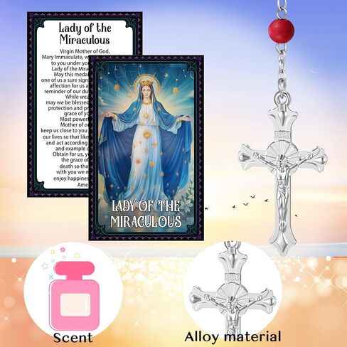 Sayglossy 10/20/30 Set Catholic Religious Gifts Set Rosary Christian Cross Necklace with Saint Prayer Cards & Organza Bags - Bulk First Communion, Baptism, Confirmation, Lent Favors in Kuwait