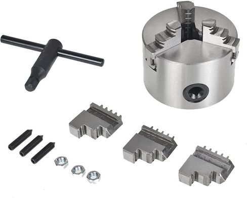 K11-80 Three Jaw Self-Centering Chuck with T-Key Set Screw Reversible Jaws Industrial Stabilizer Grip in Kuwait