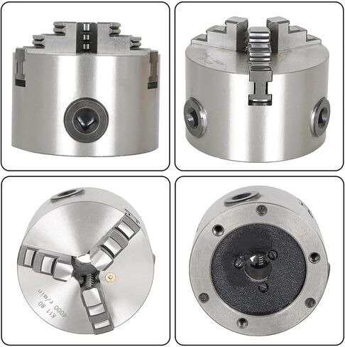 K11-80 Three Jaw Self-Centering Chuck with T-Key Set Screw Reversible Jaws Industrial Stabilizer Grip in Kuwait