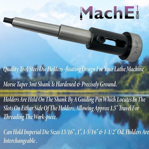 MachEl Floating Die Holder Set with Imperial Die Sizes – Lathe Threading Tools with 3MT Shank in Kuwait