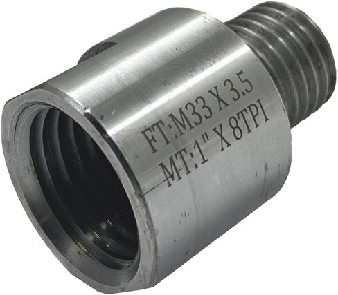 Quality Woodworking Lathe Headstock Spindle Adapter (FT M33 x 3.5 to MT 1" x 8 TPI) in Kuwait