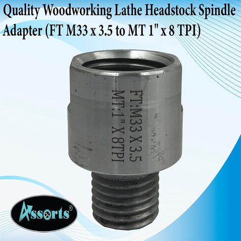 Quality Woodworking Lathe Headstock Spindle Adapter (FT M33 x 3.5 to MT 1" x 8 TPI) in Kuwait