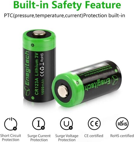 Enegitech 123A Lithium Batteries, CR123A 3V Lithium Non-Rechargeable Battery CR17345 1600mAh for Security Entry Sensor, Glassbreak Sensor, Alarm Detector, Tactical Flashlights 12Pack in Saudi Arabia