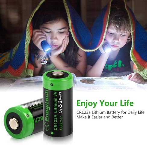 Enegitech 123A Lithium Batteries, CR123A 3V Lithium Non-Rechargeable Battery CR17345 1600mAh for Security Entry Sensor, Glassbreak Sensor, Alarm Detector, Tactical Flashlights 12Pack in Saudi Arabia