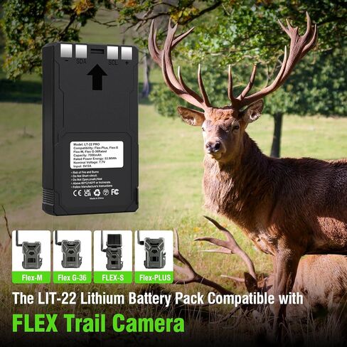 2 Pack 7000mAh LIT-22 PRO Battery for Hunting Trail Camera | Rechargeable Battery Compatible with Flex-M, G-36, Plus, Flex-S, Dark, S-Dark(Including Charging Cable) in Kuwait