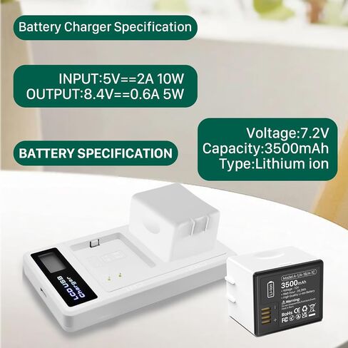 2 Pack Battery for Arlo Pro/Pro 2 with Charger, 3500mAh 2026 Upgrade High Capacity Battery Replacement for Camera A-1 A-1B A-1C VMC4030 VM4230 VM4430 VM4530 VMA4400 VM4230 VMS4120 in Kuwait