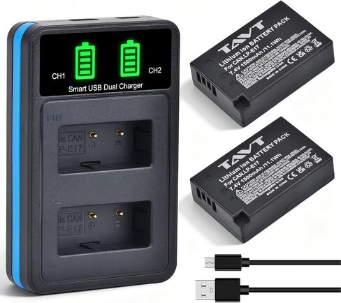 2-Pack LP-E17 Battery, USB-C R50 Battery Compatible with Canon EOS R100 R50 RP R8 R10, Powershot V1, Rebel T8i T7i T6i T6s SL2 SL3 EOS M3, M5, M6, EOS 200D 250D 77D 750D 760D 800D 850D Cameras in Saudi Arabia