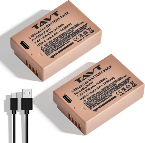 2-Pack LP-E17 Battery, USB-C R50 Battery Compatible with Canon EOS R100 R50 RP R8 R10, Powershot V1, Rebel T8i T7i T6i T6s SL2 SL3 EOS M3, M5, M6, EOS 200D 250D 77D 750D 760D 800D 850D Cameras in Saudi Arabia