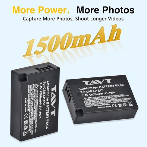 2-Pack LP-E17 Battery, USB-C R50 Battery Compatible with Canon EOS R100 R50 RP R8 R10, Powershot V1, Rebel T8i T7i T6i T6s SL2 SL3 EOS M3, M5, M6, EOS 200D 250D 77D 750D 760D 800D 850D Cameras in Saudi Arabia