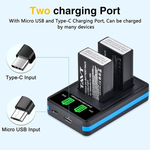 2-Pack LP-E17 Battery, USB-C R50 Battery Compatible with Canon EOS R100 R50 RP R8 R10, Powershot V1, Rebel T8i T7i T6i T6s SL2 SL3 EOS M3, M5, M6, EOS 200D 250D 77D 750D 760D 800D 850D Cameras in Saudi Arabia