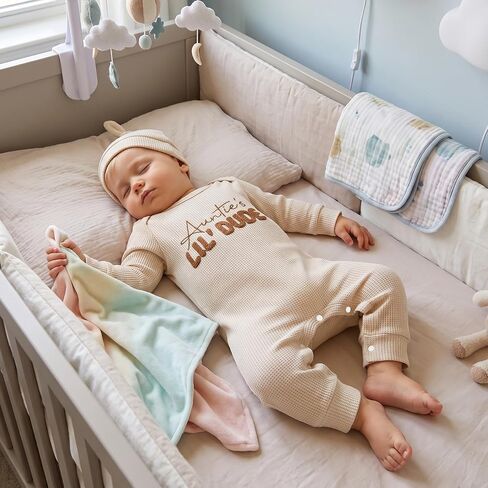 Sejardin Baby Boy Fall Clothes Letter Embroidery Newborn Infant Jumpsuit | Long Sleeve Crew Neck Romper and Hat Set in Kuwait