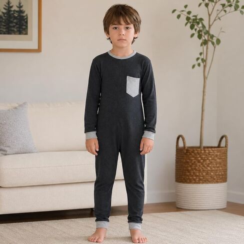 SpecialKids.Company Kids Adaptive Zip Back Jumpsuit, Long Sleeve Long Leg | Special needs jumpsuit for kids, back zip closure, anti strip double button lock, tag free, soft cotton, name label in Kuwait