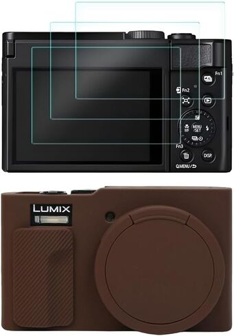 Screen Protector Compatible for Panasonic Lumix ZS99 Digital Camera,Tempered Glass Film Anti-Scratch High Definition and Soft Silicone Case (lumix zs99 CO) in Kuwait
