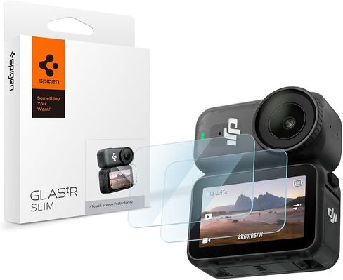Spigen GlasTR SLIM Screen Protector Tempered Glass for Osmo Nano [2 Pack] | Aluminum Enhanced 10H+ Tempered Glass, Glas.tR Slim, 100% Optical Clarity, 1.96" Precision Fit, Wing-Film Alignment, 2Pack in Kuwait
