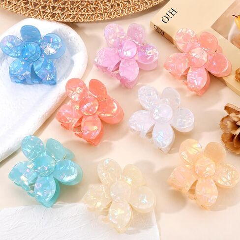 Flower Claw Clip 8 PCS Cute Flower Hair Clips Non Slip for Women Girls in Kuwait