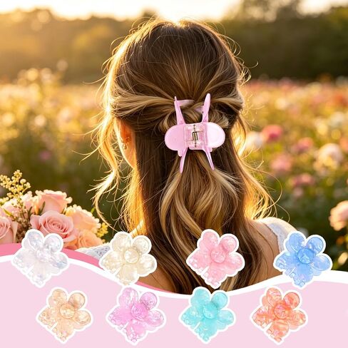 Flower Claw Clip 8 PCS Cute Flower Hair Clips Non Slip for Women Girls in Kuwait