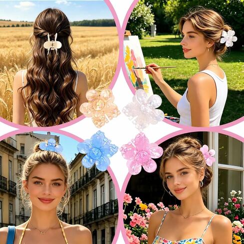 Flower Claw Clip 8 PCS Cute Flower Hair Clips Non Slip for Women Girls in Kuwait