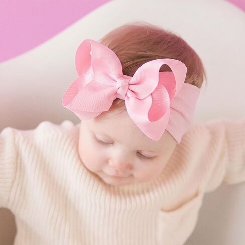 3PCS Baby Girls Bows Headbands, Nylon Hairbands Ribbon Bow | Elastic Hair Accessories for Newborns Infants Toddlers and Kids in Kuwait