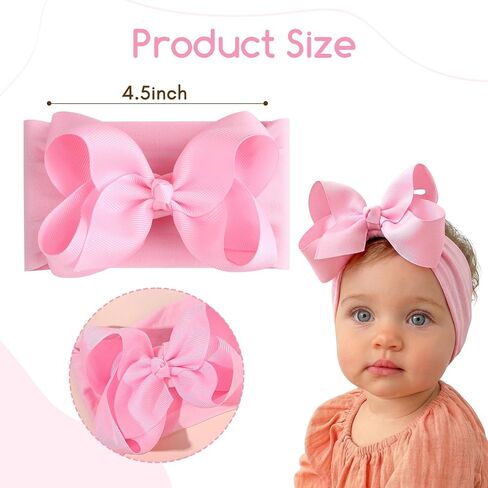 3PCS Baby Girls Bows Headbands, Nylon Hairbands Ribbon Bow | Elastic Hair Accessories for Newborns Infants Toddlers and Kids in Kuwait