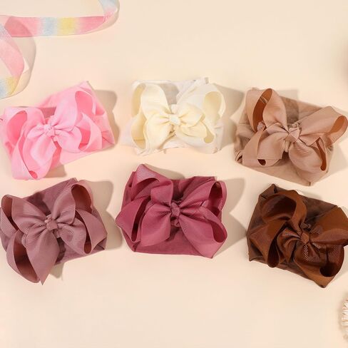 3PCS Baby Girls Bows Headbands, Nylon Hairbands Ribbon Bow | Elastic Hair Accessories for Newborns Infants Toddlers and Kids in Kuwait