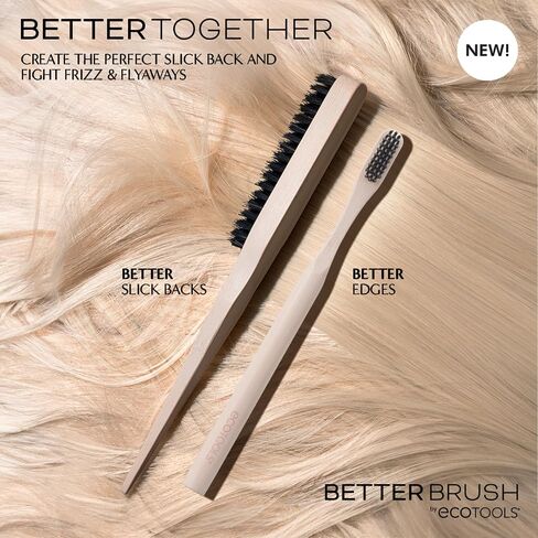 EcoTools Slick Back Hairbrush, Small Brush For The Perfect Ponytail Or Bun, Tease, Smooth, & Style Hair, Tame Frizz & Flyaways, Renewable Bamboo Handle & Vegan Boar Bristles, Cruelty-Free, 1 Count in Kuwait