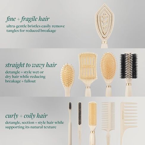 EcoTools Slick Back Hairbrush, Small Brush For The Perfect Ponytail Or Bun, Tease, Smooth, & Style Hair, Tame Frizz & Flyaways, Renewable Bamboo Handle & Vegan Boar Bristles, Cruelty-Free, 1 Count in Kuwait