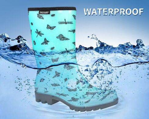 Women's Waterproof Rain Boots Mid Calf Rubber Garden Farm Boots | Wide calf, cushioned insole, and roomy shaft for wet grass, muddy yards, dog walks, and easy rinse-clean care in Kuwait