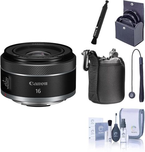 Canon RF 16mm f/2.8 STM Lens with 43mm Filter Kit, Soft Case, Cleaner, Cleaning, Universal Cap Tether in Kuwait