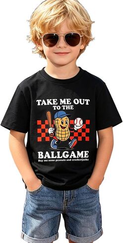 SOFEON Toddler Boys Girls Baseball Shirts Take Me Out to The Ballgame T-Shirt Kids Funny Game Day Tees Baseball Lover Tops in Kuwait