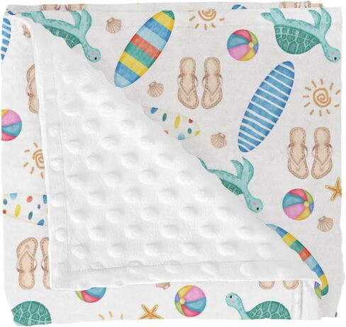 Retro Boho Surfing Baby Blankets for Girl Boy Summer Surfboards Coconut Palm Trees Sun Soft Mink Dotted Backing Double Layer Swaddle Blanket Beach Life Bed Throws for Newborn Toddler Nursery 30x40 in Kuwait