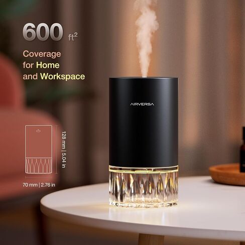 Airversa RD1 Waterless Essential Oil Diffuser Starter Kit, Black | 2x30 mL Hotel Scent Fragrance Oil, Up to 600 sq ft, Battery Operated, 100mL Capacity, Multi-mode Ambient Light, RD1Kit-2x30-B in Kuwait
