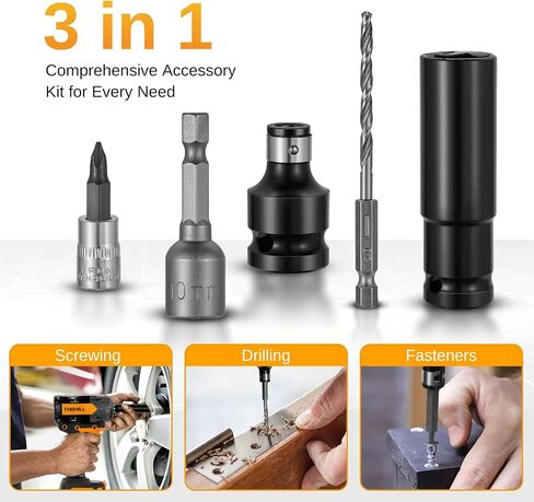 This Hill 45PCS Brushless Impact Wrench, 1/2 Inch Cordless lmpact Driver Set, 600Nm(443Ft-lbs), w/Two 4.0Ah Battery,17 Sockets, High Torque Power Impact Gun for Car Home in Kuwait