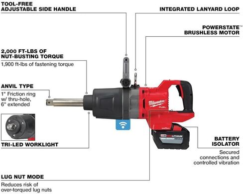Milwaukee M18 FUEL 1inch D-Handle Ext Anvil High Torque Impact Wrench with ONE-KEY Kit in Kuwait
