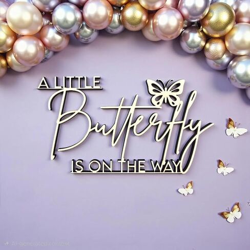A Little Butterfly Is On The Way for Backdrop,Wooden Butterfly Bridal Shower Party Decor for Bride To Be,Spring Wedding Shower,Bachelorette Party Decor in Kuwait