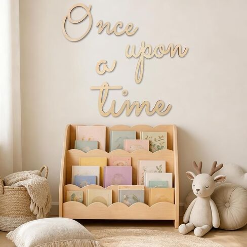 JarThenaAMCS Once Upon A Time Wooden Sign Detachable Nursery Wall Decor for Reading Corner Kids Room Bookshelf Home Decor Birthday DIY Crafts Baby Gift in Kuwait