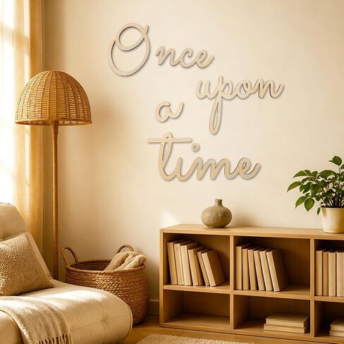 JarThenaAMCS Once Upon A Time Wooden Sign Detachable Nursery Wall Decor for Reading Corner Kids Room Bookshelf Home Decor Birthday DIY Crafts Baby Gift in Kuwait