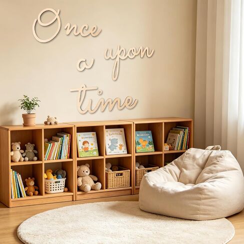 JarThenaAMCS Once Upon A Time Wooden Sign Detachable Nursery Wall Decor for Reading Corner Kids Room Bookshelf Home Decor Birthday DIY Crafts Baby Gift in Kuwait