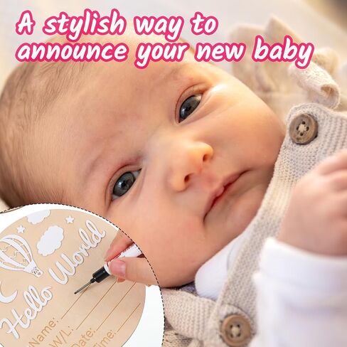 Baby Announcement Sign Set, 5.9 Inch Wooden Gender Reveal Board with Hello World, It's a Boy & Girl & Hello World Sign, Newborn Photo Prop for Hospital Shower Nursery Decor in Kuwait