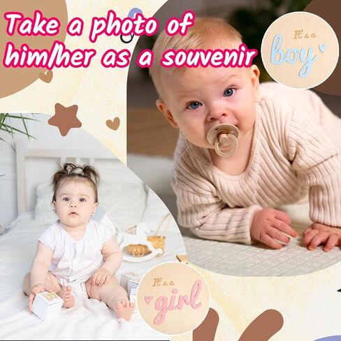 Baby Announcement Sign Set, 5.9 Inch Wooden Gender Reveal Board with Hello World, It's a Boy & Girl & Hello World Sign, Newborn Photo Prop for Hospital Shower Nursery Decor in Kuwait