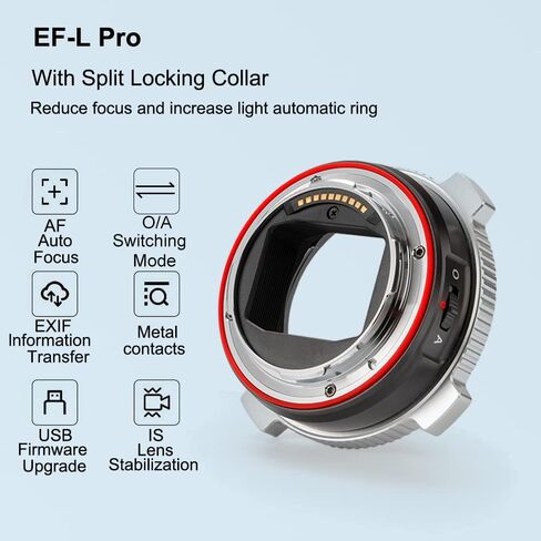 VILTROX EF-L Pro Auto Focus Lens Mount Adapter with Security Lock | Ring Adapter Compatible with Canon EF/EF-S Lens to L Mount Camera Leica SL2/Lumix S1 S1H S5/Sigma fp L in Kuwait