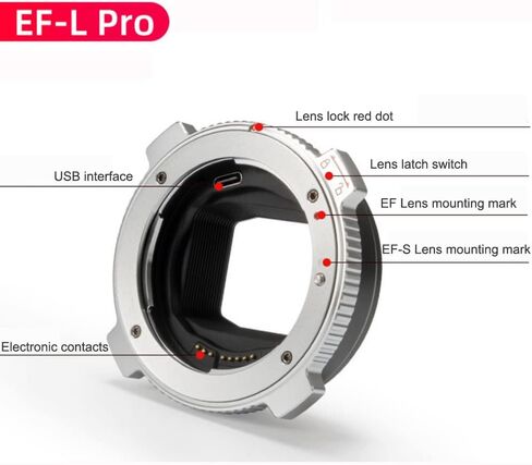VILTROX EF-L Pro Auto Focus Lens Mount Adapter with Security Lock | Ring Adapter Compatible with Canon EF/EF-S Lens to L Mount Camera Leica SL2/Lumix S1 S1H S5/Sigma fp L in Kuwait