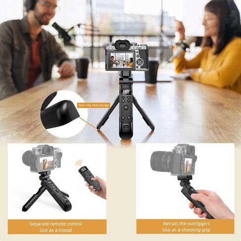 for Canon Tripod Wireless Shooting Grip with Shutter Release | Mini-Tripod with Rechargeable Remote Control for G7 X III/R50/R8/R5/R10/G5 X II/R100/M6 II/M200/R50 V, for Vlogging, White in Kuwait