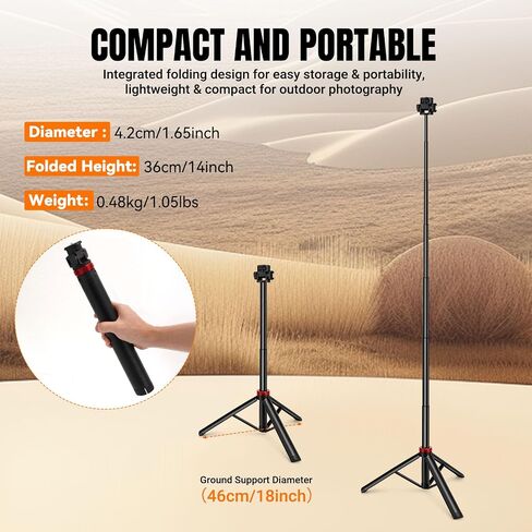 Camera Stand for Xbotgo Chameleon,Lightweight Aluminum Tripod | with 1/4" Thread & Cold Shoe Mount,Portable Travel Tripod for Camera,Vlog and Outdoor Video Recording in Kuwait