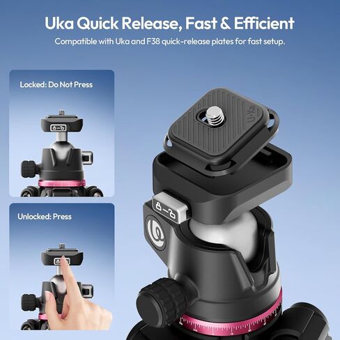 ULANZI TZ01 Carbon Fiber Tripod 64.2inch, 2-in-1 Detachable Center Column Mini Tripod, Camera Stand with 360° Ball Head, Uka Quick Release, 2.43lb Lightweight Travel Tripod for Camera/Phone in Kuwait