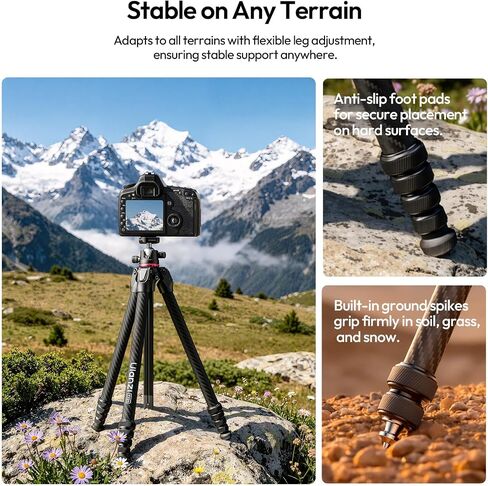 ULANZI TZ01 Carbon Fiber Tripod 64.2inch, 2-in-1 Detachable Center Column Mini Tripod, Camera Stand with 360° Ball Head, Uka Quick Release, 2.43lb Lightweight Travel Tripod for Camera/Phone in Kuwait