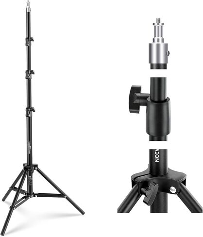 NEEWER Basics 6ft/180cm Photography Tripod Light Stand, 4 Section Foldable Metal Stand with 1/4" Screw & 5/8" Stud for Camera, Ring Light, Accessories, Max Load: 11lb/5kg, ST180B in Kuwait