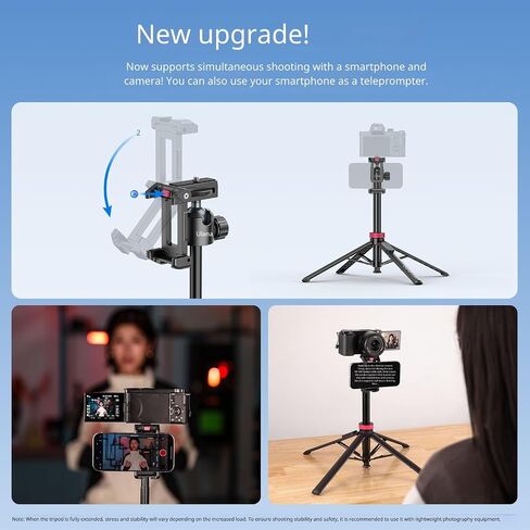 ULANZI MT-44B Phone Tripod, 59'' Auto Open Phone Stand w Dual Camera Setup | 7-Section Extendable Pole, 360° Rotation Ball Head, Wireless Remote, Cold Shoe Mount, Compact (415g) for Vlogging & Selfies in Kuwait